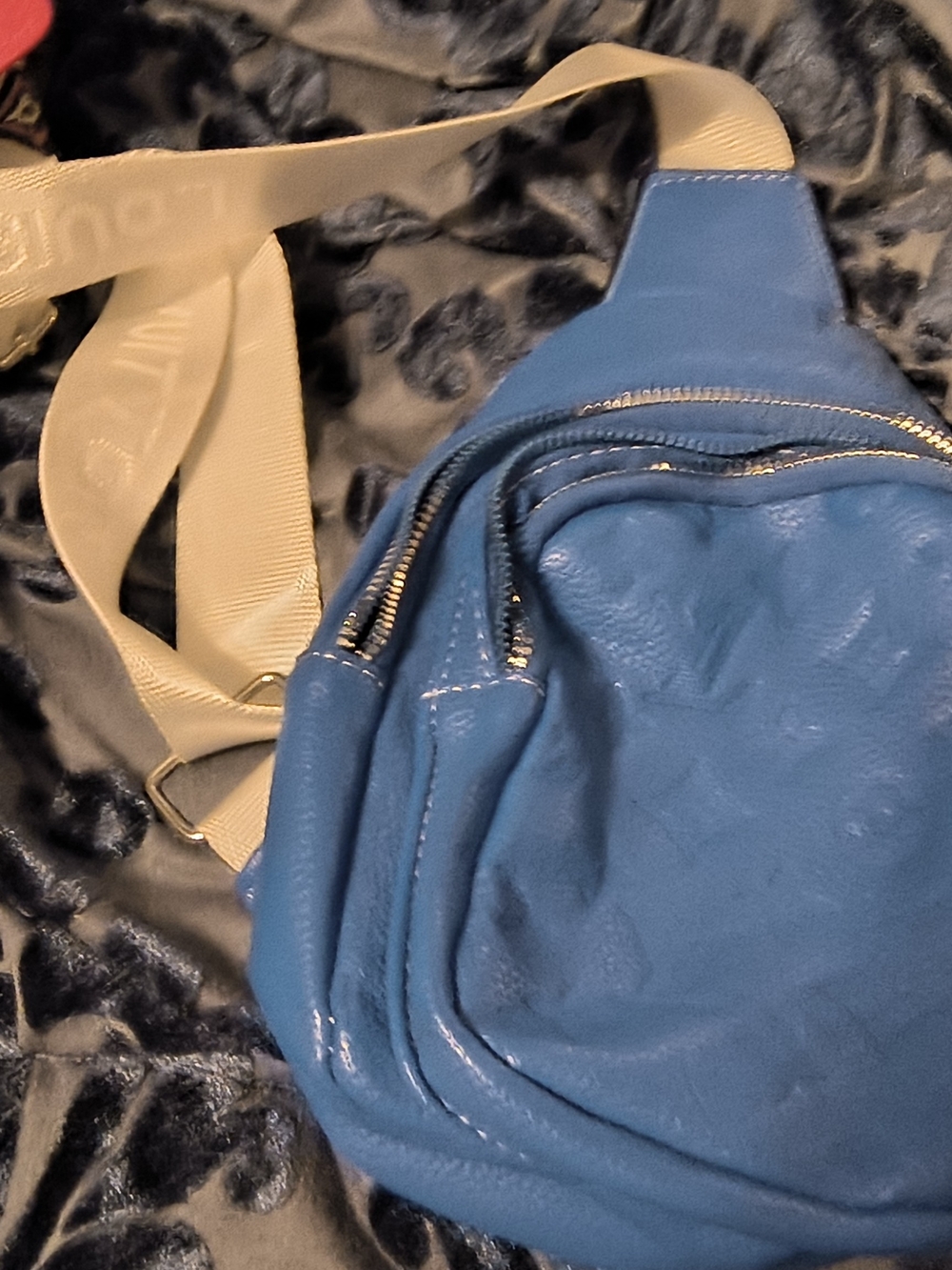 Blue Women's Crossbody Sling Bag with Contrast Strap